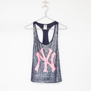 ATTN New Yorkers! VS PINK Yankees Sequin Tank sz S